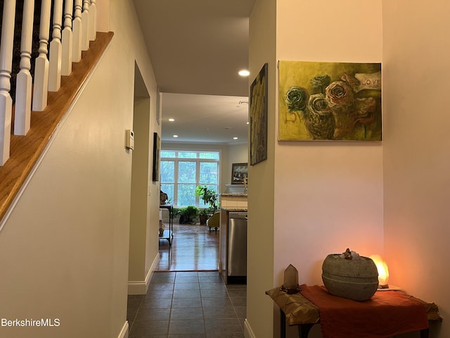 4 Evergreen Trl Unit 4, Lenox, MA 01240 - corridor with dark tile patterned floors and recessed lighting