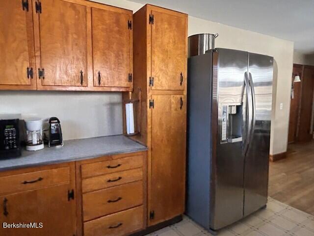 kitchen with stainless steel fridge