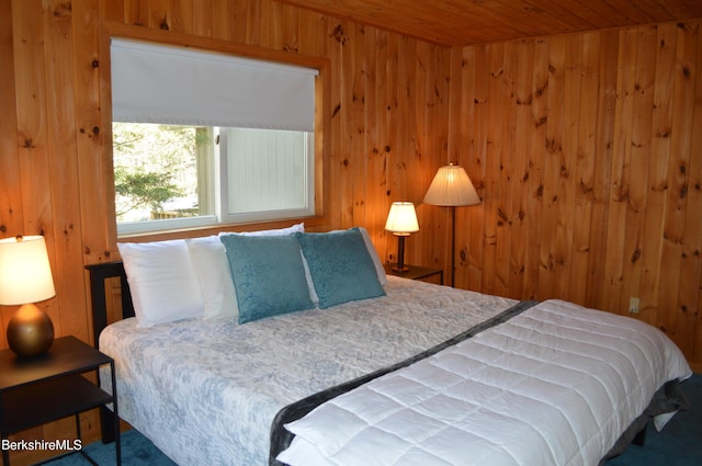 113 Iroquois Ave, Becket, MA 01223 - bedroom featuring wood walls and wood ceiling