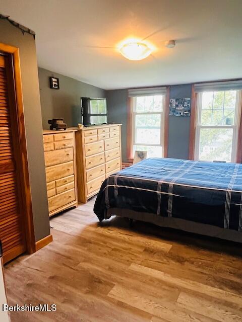 60 Summer St, Lanesborough, MA 01237 - bedroom with light wood-style flooring, lofted ceiling, and multiple windows
