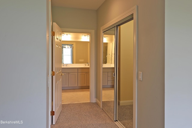 33 Alpine Trl, Pittsfield, MA 01201 - hall featuring light carpet and a sink