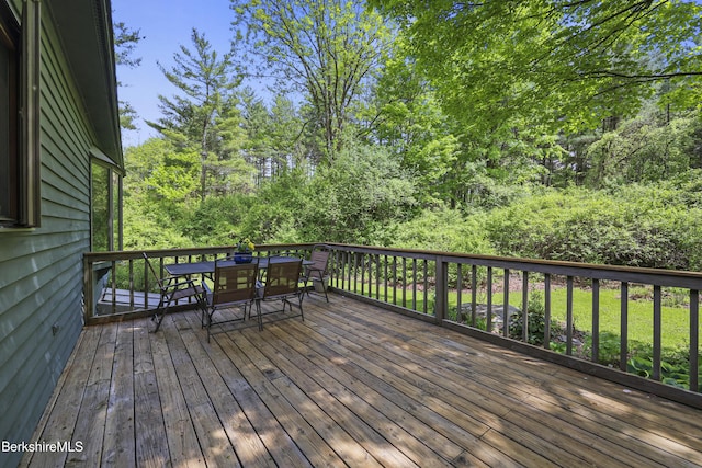 126 Christian Hill Rd, Great Barrington, MA 01230 - wooden terrace with outdoor dining area