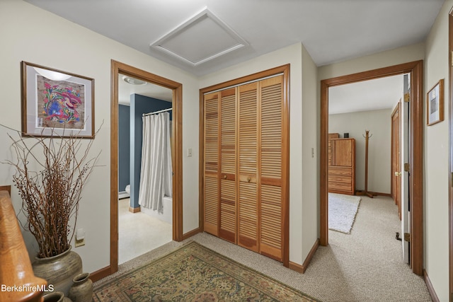 126 Christian Hill Rd, Great Barrington, MA 01230 - corridor featuring attic access and carpet floors