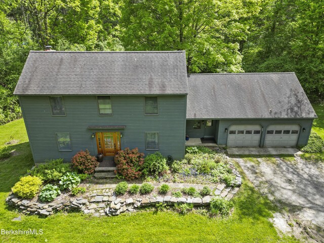 126 Christian Hill Rd, Great Barrington, MA 01230 - colonial-style house with a garage and a shingled roof
