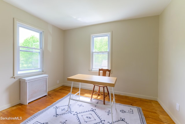 800 Simonds Rd, Williamstown, MA 01267 - home office featuring radiator heating unit, light wood-type flooring, and baseboards
