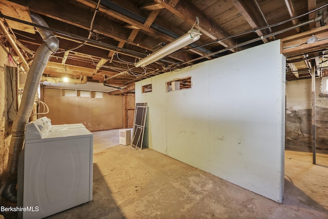 41 Pine St, Dalton, MA 01226 - unfinished below grade area with washing machine and clothes dryer