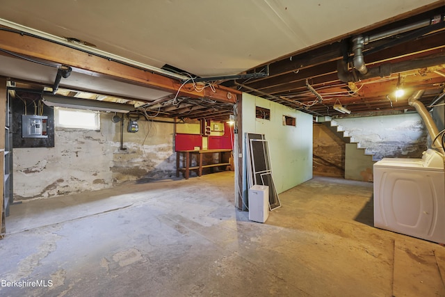 41 Pine St, Dalton, MA 01226 - basement featuring washing machine and clothes dryer and electric panel