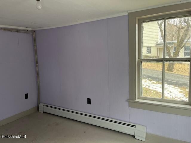 empty room with a baseboard radiator