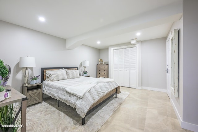 140 Hancock Rd, Pittsfield, MA 01201 - bedroom with a closet, recessed lighting, and baseboards
