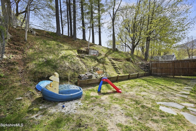 view of yard with fence