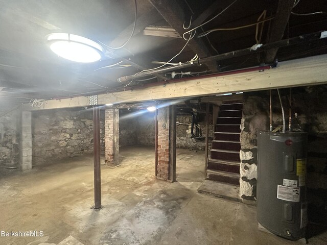 77 King St, Pittsfield, MA 01201 - unfinished below grade area featuring electric water heater