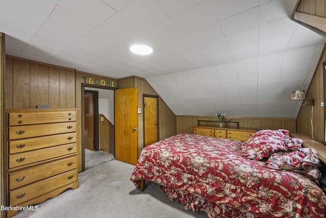 17 Jeffrey Dr, Pittsfield, MA 01201 - bedroom with light carpet, wooden walls, and lofted ceiling