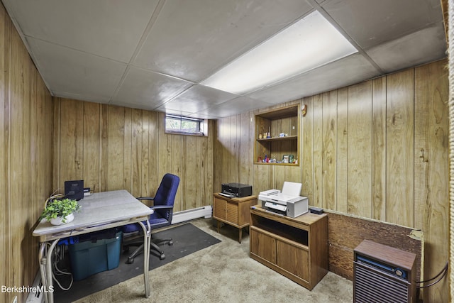 17 Jeffrey Dr, Pittsfield, MA 01201 - office with carpet, wooden walls, and baseboard heating