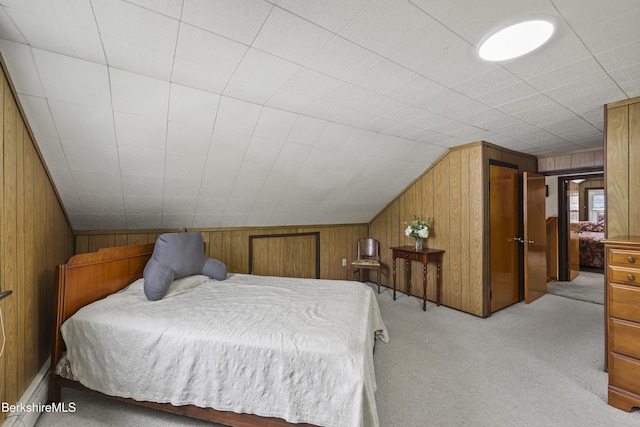 17 Jeffrey Dr, Pittsfield, MA 01201 - bedroom featuring carpet flooring, wooden walls, and vaulted ceiling