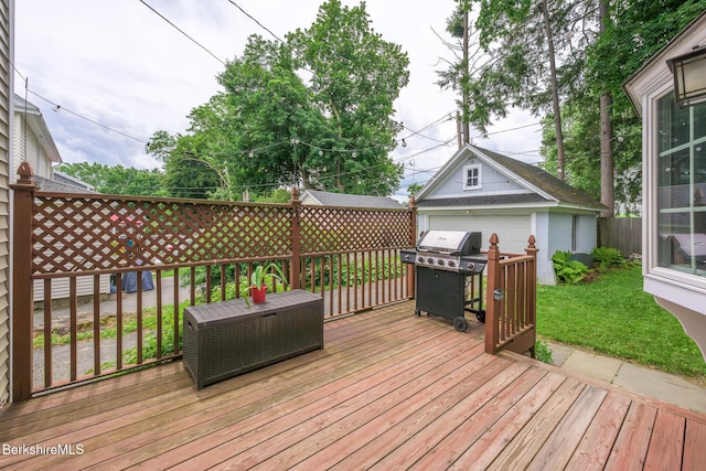 16 Revere Pkwy, Pittsfield, MA 01201 - wooden terrace featuring a grill and an outdoor structure