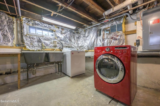 16 Revere Pkwy, Pittsfield, MA 01201 - unfinished basement with washing machine and clothes dryer and electric panel