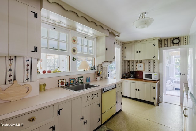 70 Main St, Egremont, MA 01258 - kitchen featuring white appliances, light countertops, and white cabinetry