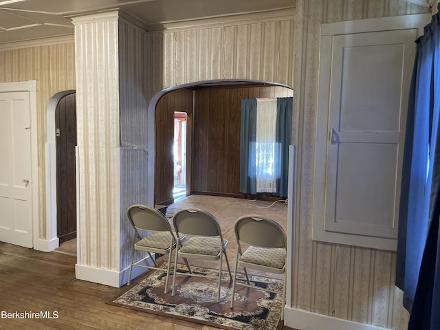 dining room with dark wood-type flooring