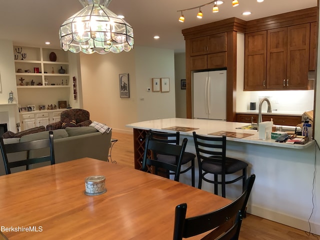 11 Prospect Hill Rd Unit 1, Stockbridge, MA 01262 - dining space with light wood-style floors, recessed lighting, and a chandelier