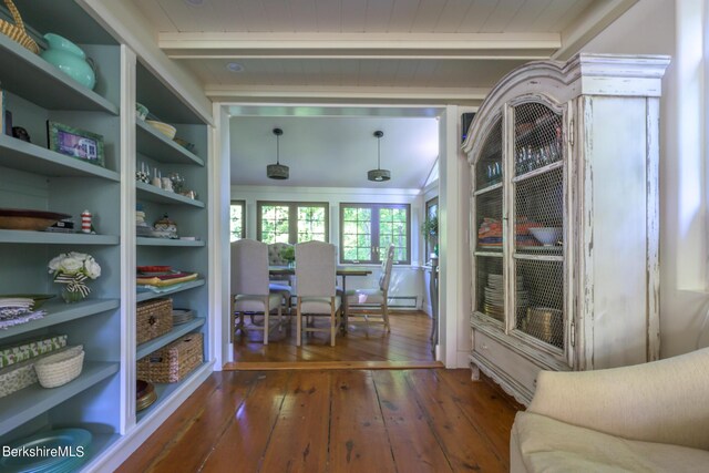 85 E Main St, Stockbridge, MA 01262 - dining area featuring hardwood / wood-style flooring and wood ceiling with exposed beams