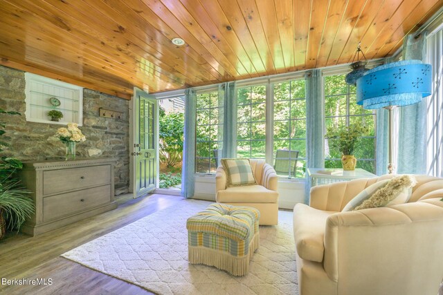85 E Main St, Stockbridge, MA 01262 - sunroom / solarium featuring wooden ceiling and wood finished floors