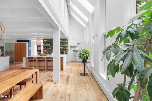 entrance foyer with light wood-style floors