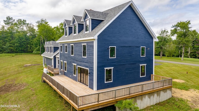 138 Ridge Rd, Worthington, MA 01098 - rear view of house featuring a yard and a wooden deck
