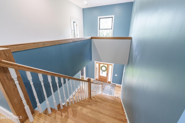 138 Ridge Rd, Worthington, MA 01098 - staircase featuring wood finished floors and healthy amount of natural light