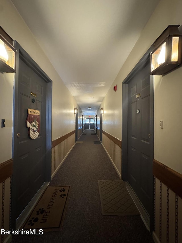 37 Corey Rd Unit 826, Hancock, MA 01237 - corridor featuring carpet flooring and a wainscoted wall