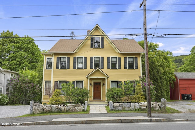 5 Stockbridge Rd, West Stockbridge, MA 01266 - view of front facade featuring a chimney and roof with shingles