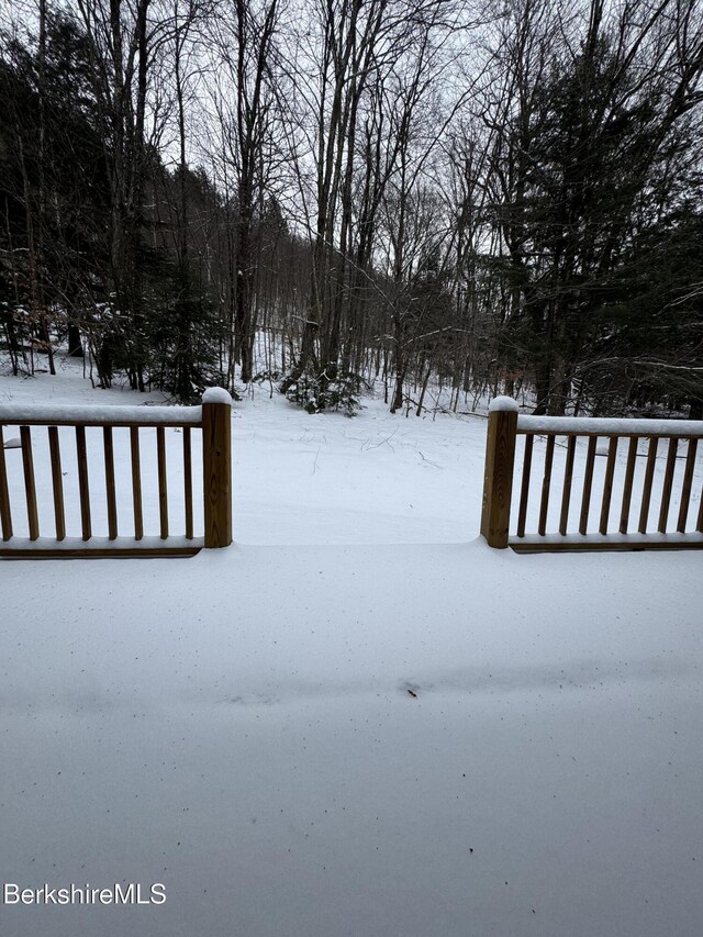 view of yard layered in snow