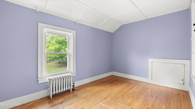 349 New Lenox Rd, Lenox, MA 01240 - additional living space featuring radiator heating unit, wood-type flooring, baseboards, and vaulted ceiling