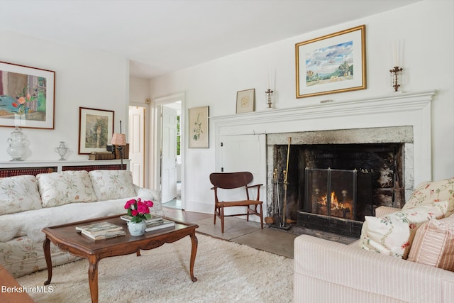 28 Main Rd, Tyringham, MA 01264 - living area featuring a premium fireplace