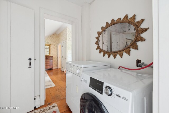 28 Main Rd, Tyringham, MA 01264 - washroom featuring independent washer and dryer and light wood-style floors