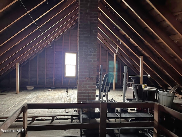 view of unfinished attic