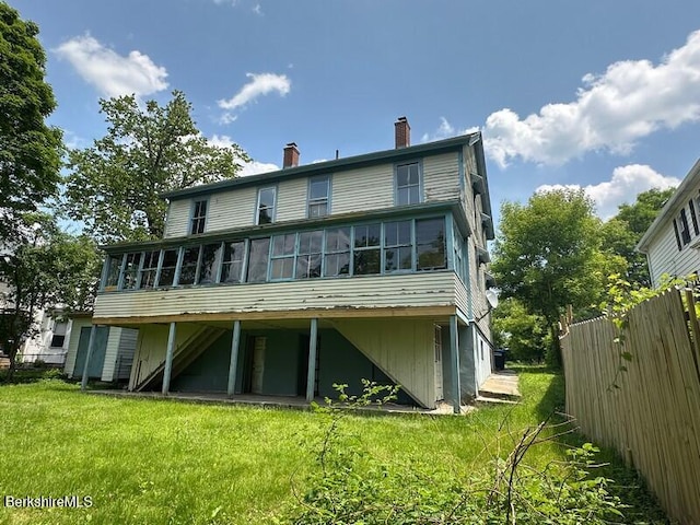 27-29 Daniels Ave, Pittsfield, MA 01201 - back of property featuring a sunroom and a chimney
