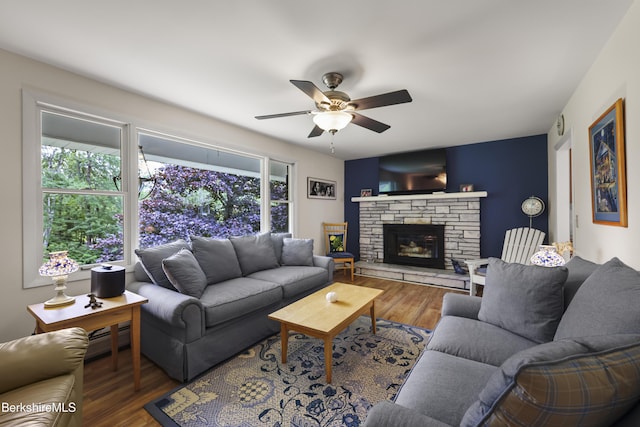 4 Birch Hill Rd, Peru, MA 01235 - living area with plenty of natural light, a ceiling fan, and wood finished floors