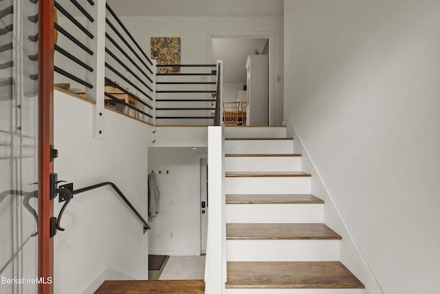 4 Birch Hill Rd, Peru, MA 01235 - stairway featuring tile patterned flooring and baseboards