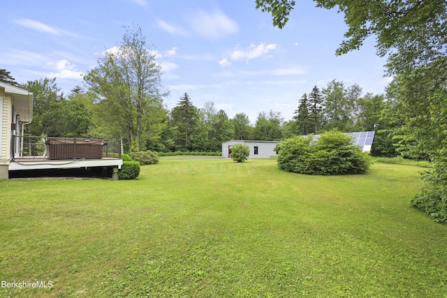 4 Birch Hill Rd, Peru, MA 01235 - view of grassy yard featuring a deck and view of wooded area