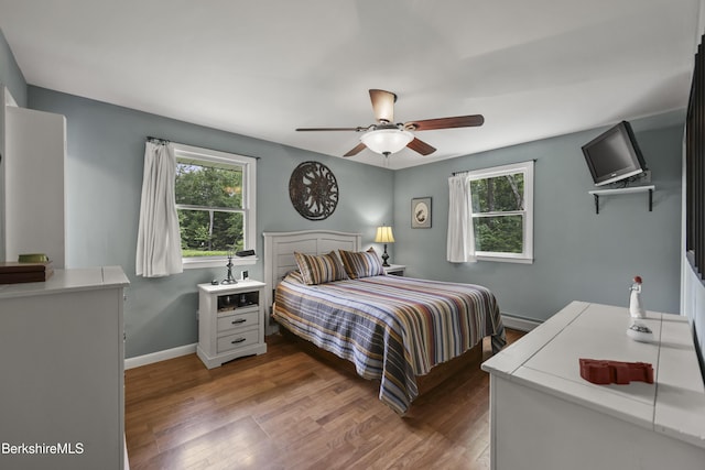 4 Birch Hill Rd, Peru, MA 01235 - bedroom featuring multiple windows, wood finished floors, ceiling fan, and baseboard heating
