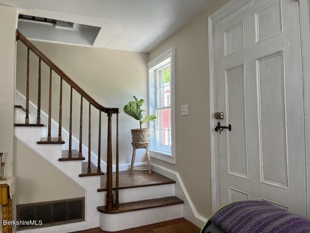 132 Sandisfield Rd, Sandisfield, MA 01255 - entrance foyer with stairs and baseboards