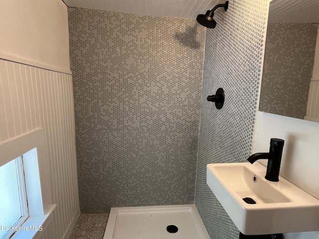 132 Sandisfield Rd, Sandisfield, MA 01255 - bathroom featuring a sink and a tile shower