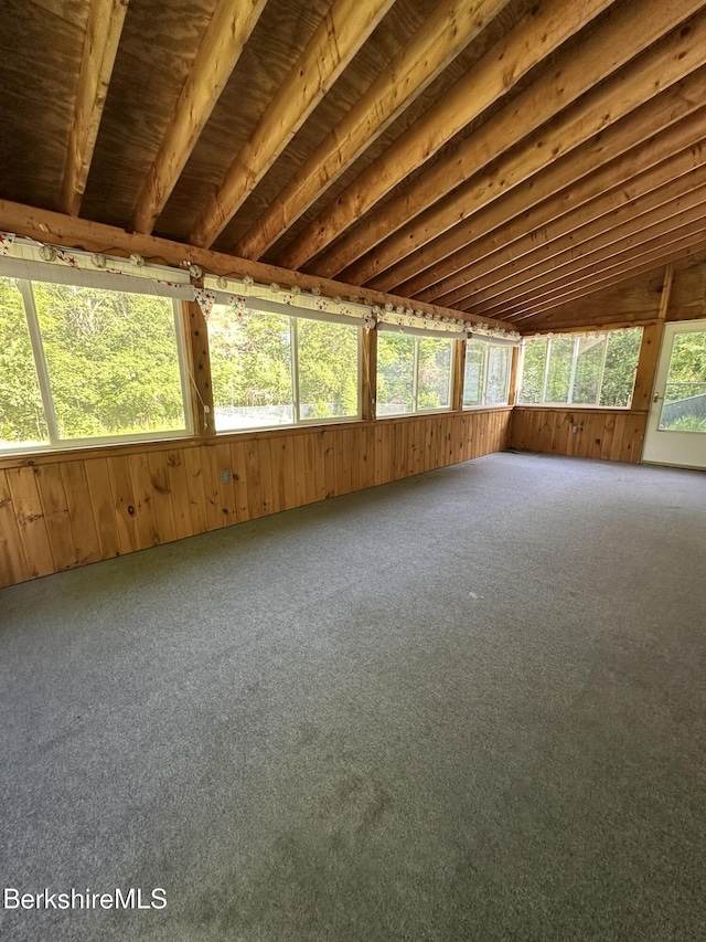 31 Autumn Dr, North Adams, MA 01247 - unfurnished sunroom featuring carpet flooring and wood walls