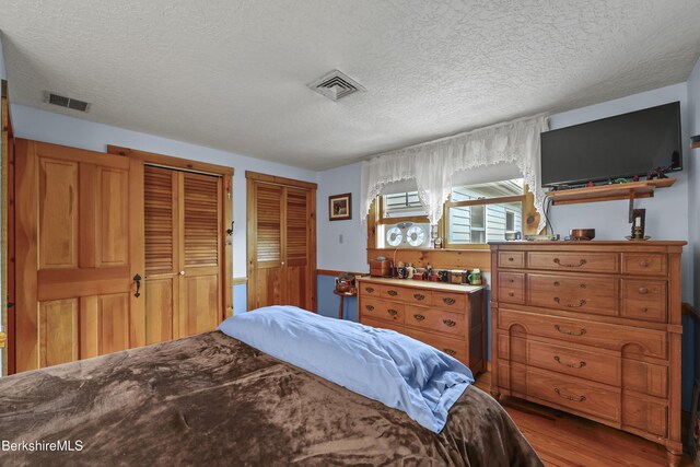 135 E St, Lee, MA 01238 - bedroom with two closets, a textured ceiling, and wood finished floors