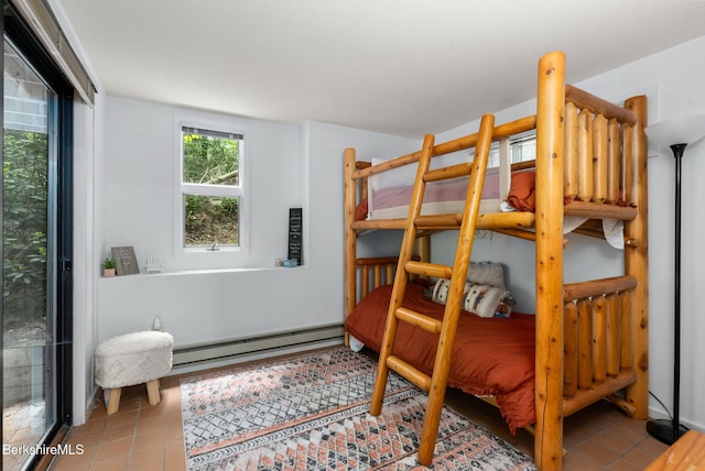 454 Seneca Dr, Becket, MA 01223 - tiled bedroom featuring baseboard heating