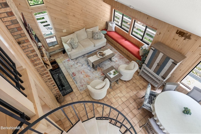 454 Seneca Dr, Becket, MA 01223 - living area with wood walls