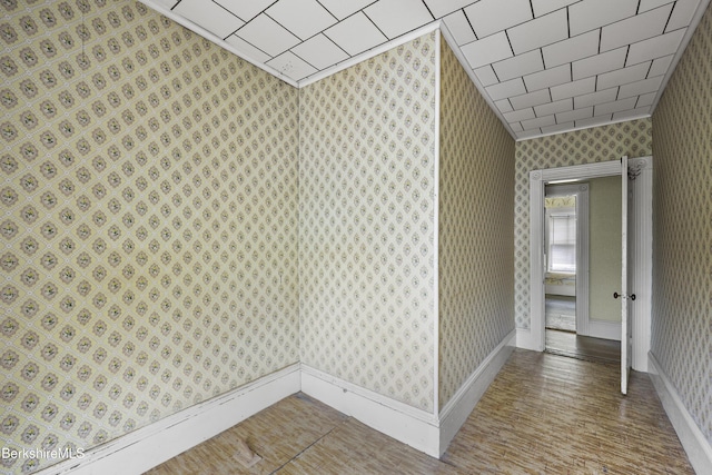 34-36 Crandall St, Adams, MA 01220 - hallway featuring wallpapered walls and wood finished floors