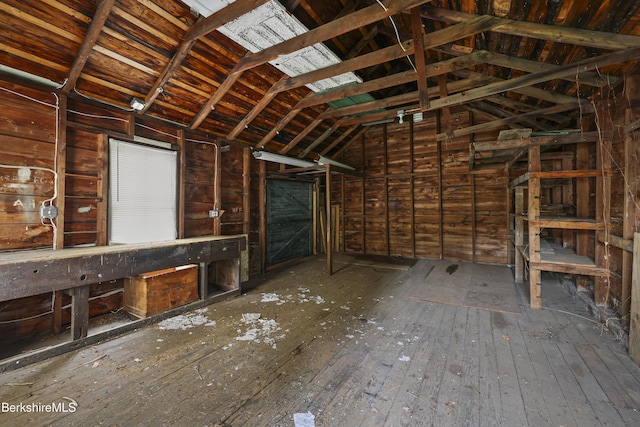34-36 Crandall St, Adams, MA 01220 - misc room featuring vaulted ceiling and hardwood / wood-style floors