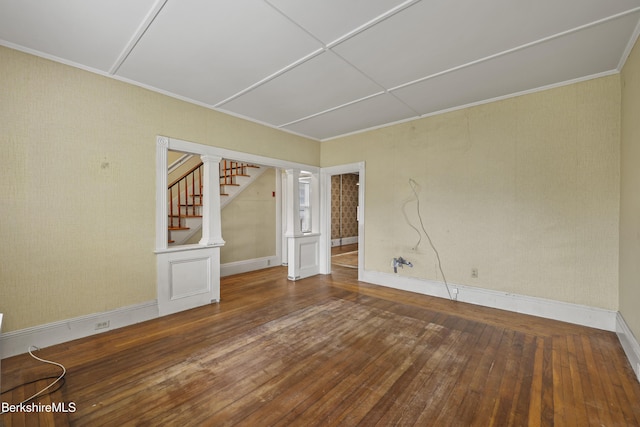 34-36 Crandall St, Adams, MA 01220 - spare room with stairs, hardwood / wood-style flooring, and ornamental molding