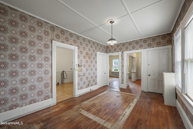 34-36 Crandall St, Adams, MA 01220 - unfurnished dining area with hardwood / wood-style floors and wallpapered walls